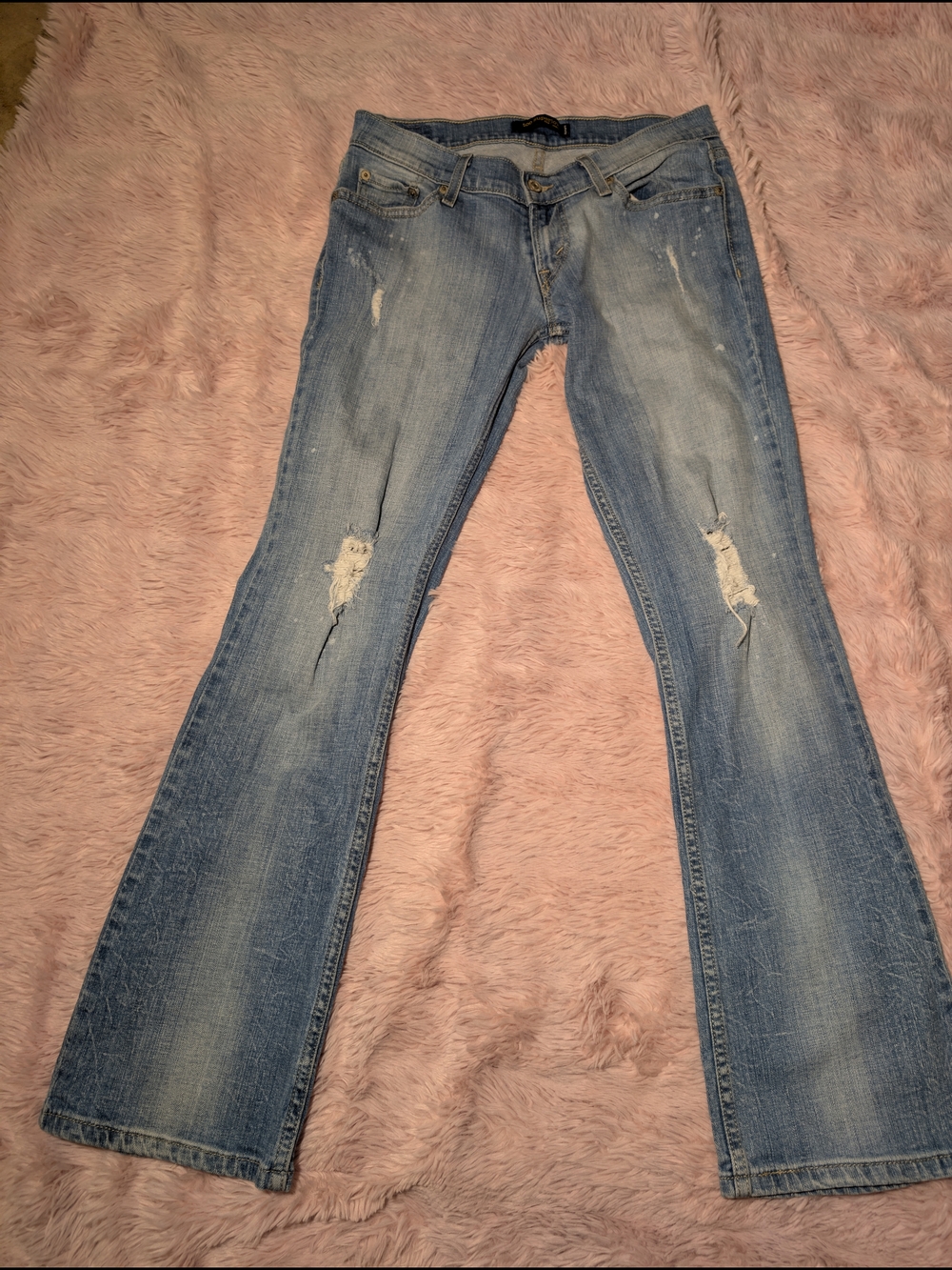 SuperLow Levis Light Blue Distressed Women's Bootcut Jeans